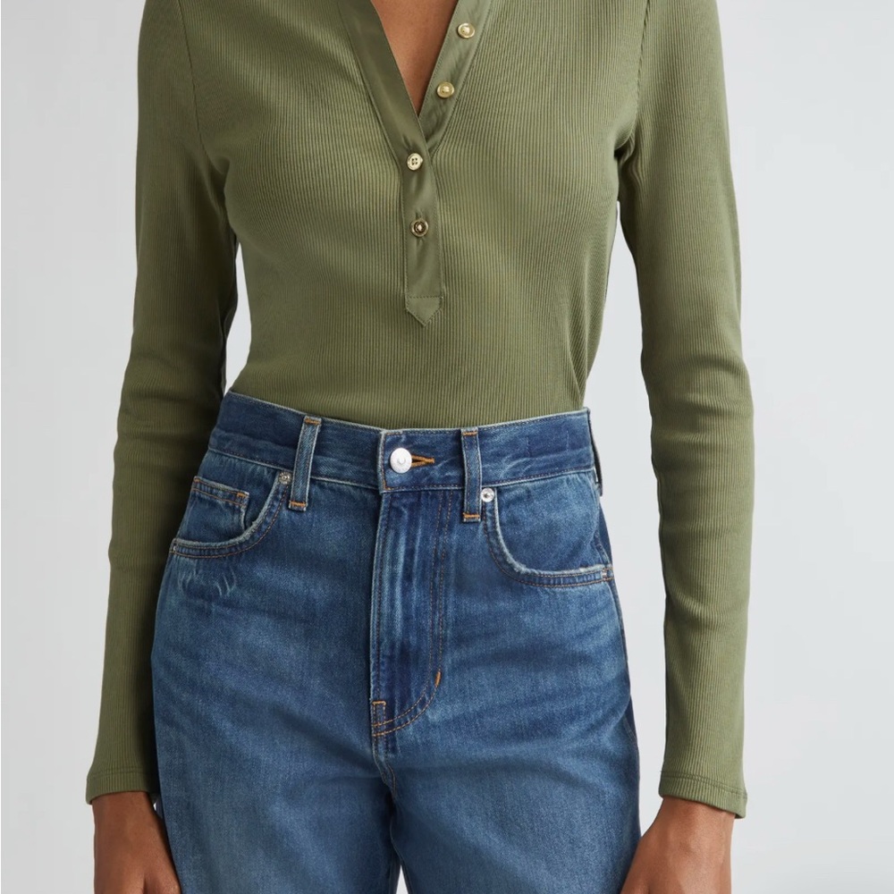 Veronica Beard Stone Olive Henley Top